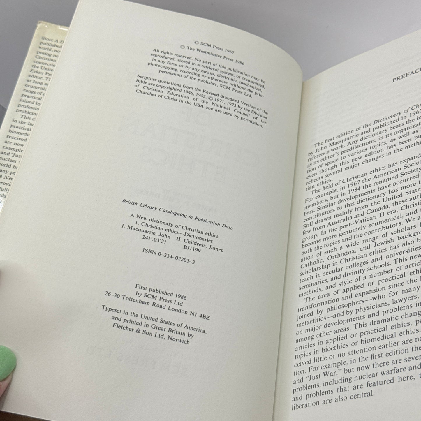 A New Dictionary of Christian Ethics Edited by John Macquarrie & James Childress
