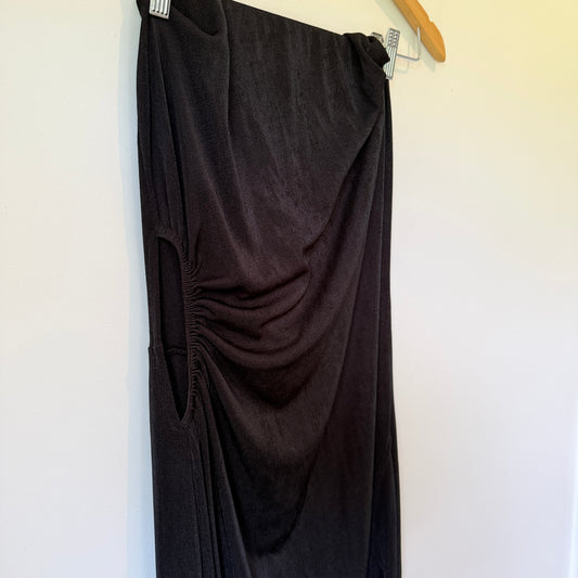 Boohoo Halterneck Cut Out Slinky Maxi Dress in Black - Size 16