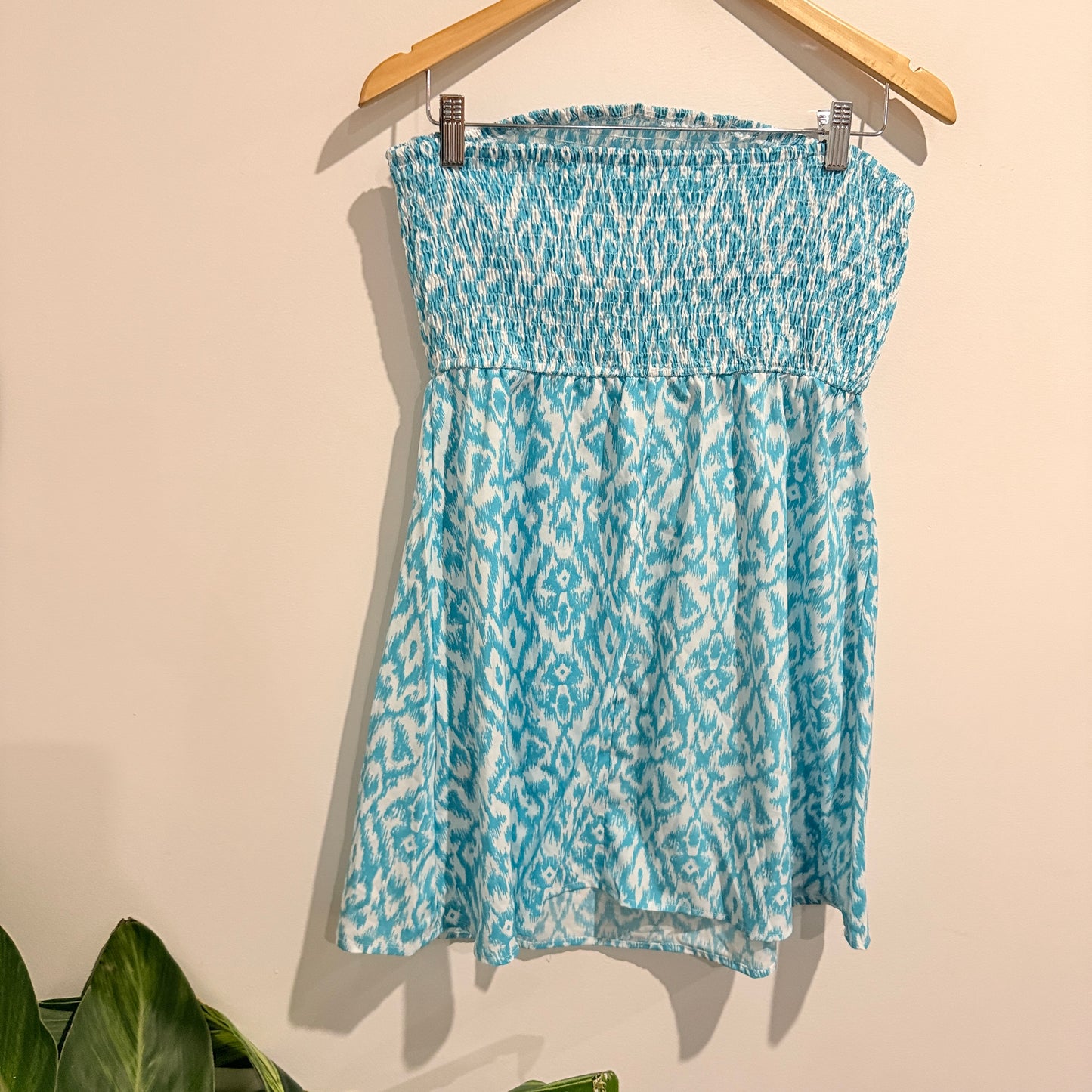 Shein Size L Strapless Smocked-Bodice Mini Dress