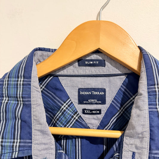 Indian Terran Size 2XL-46cm Casual Long-Sleeve Plaid Shirt