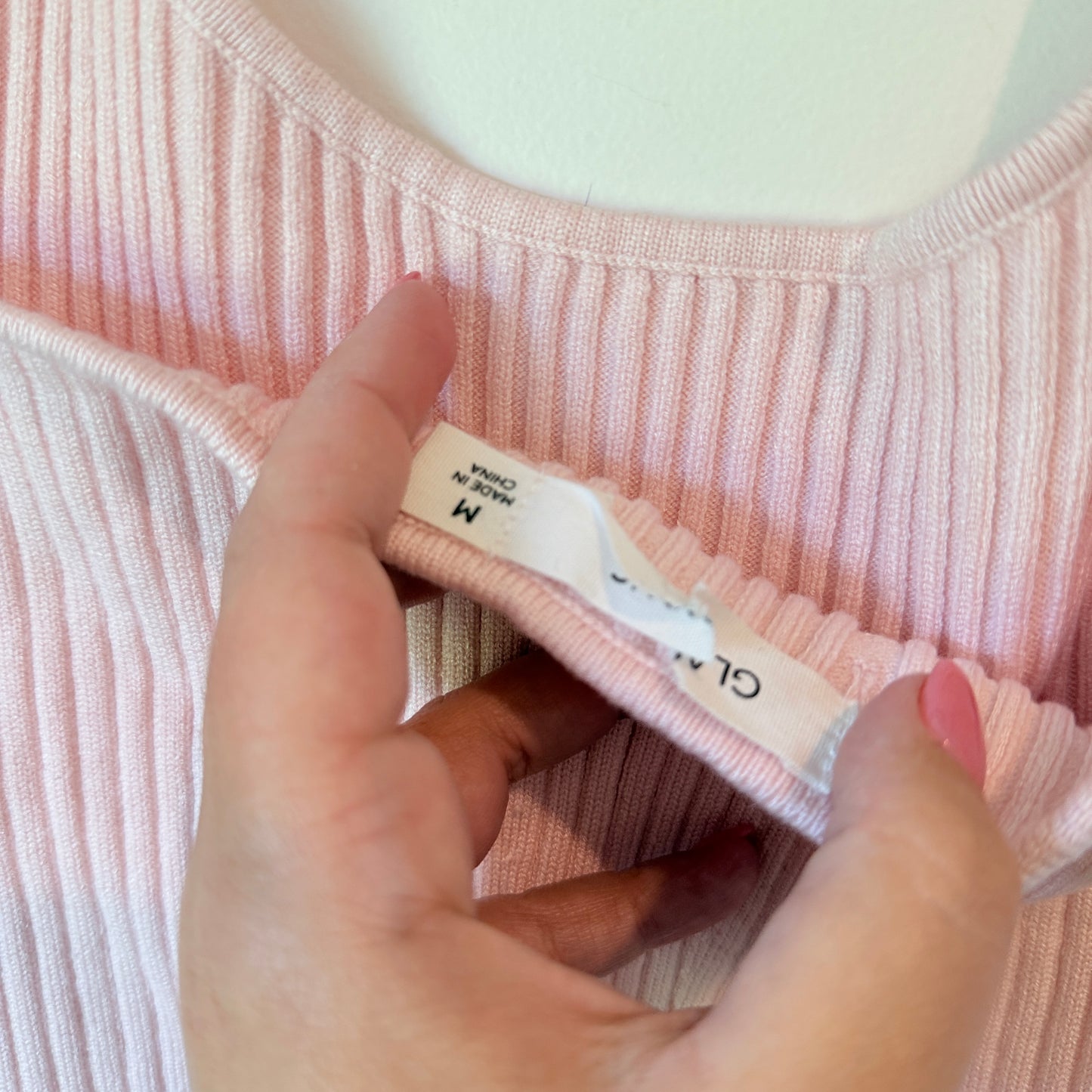 Glassons Women's Pink Ribbed Knit Halter Neck Top Size M