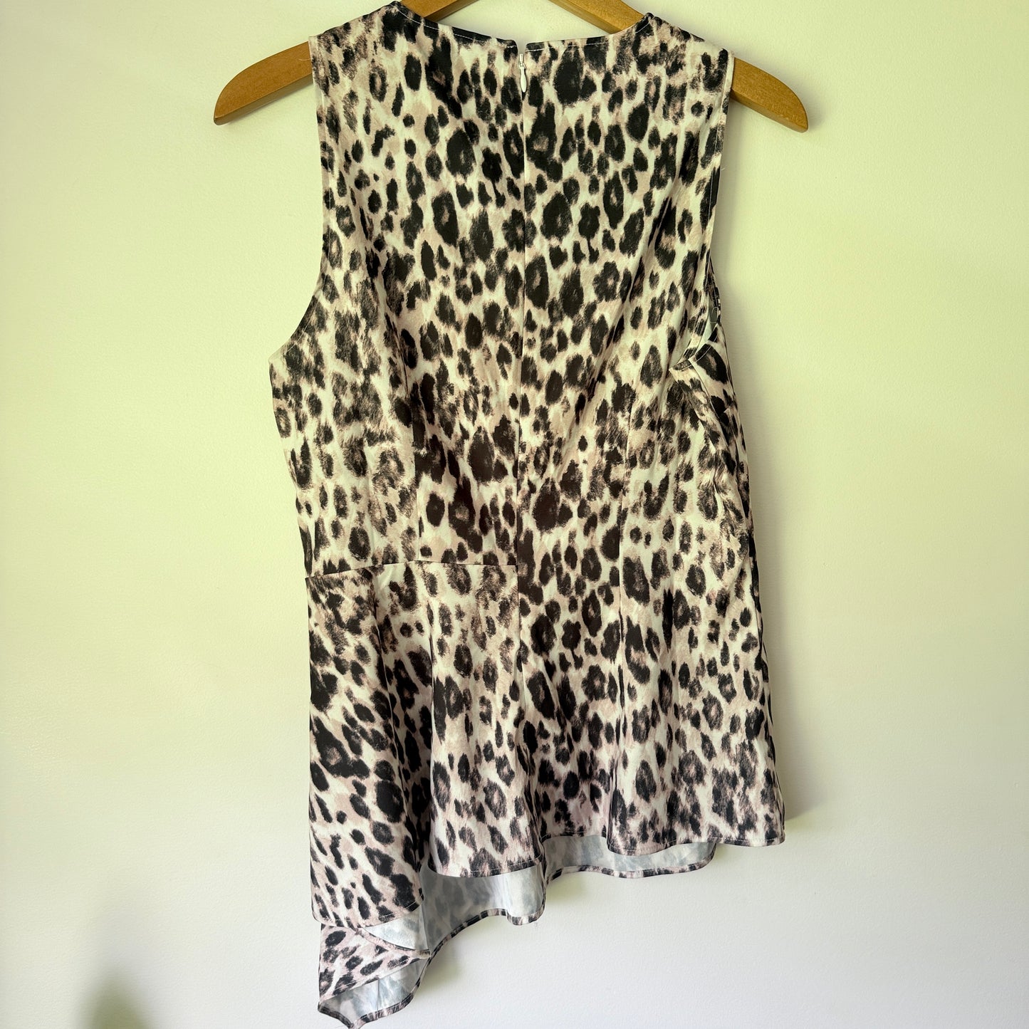 Portmans Size 10 Sleeveless Peplum Blouse Leopard Print