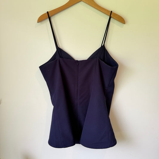 Lumier Size L Navy Ruffle Top