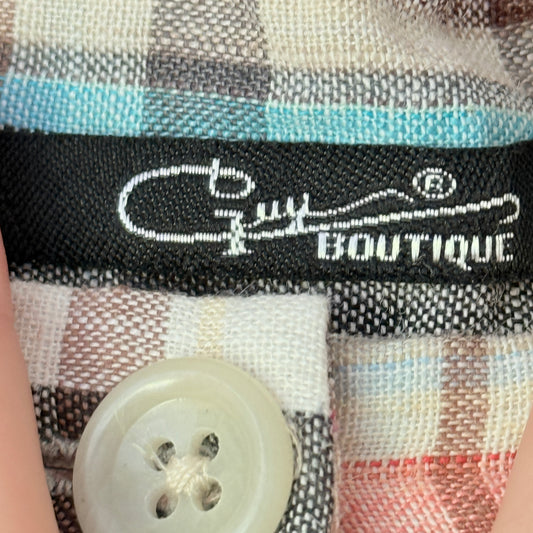 Guy Boutique Size M Multicoloured Plaid Linen-Blend Chino Shorts