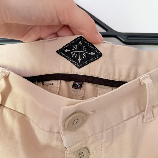 N.E.W.S. Size 28 Beige High-Waisted Tapered Trousers