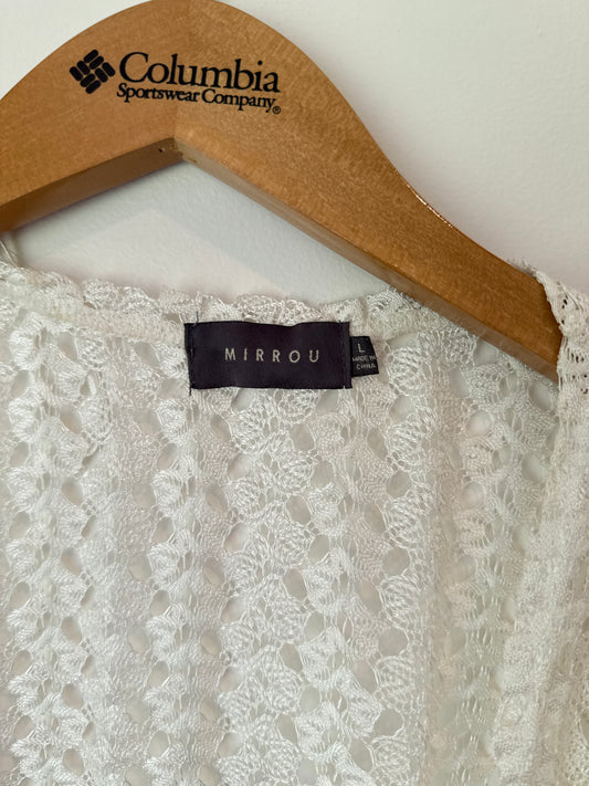 Mirrou Size L Crochet / Lace Style Long Cardigan