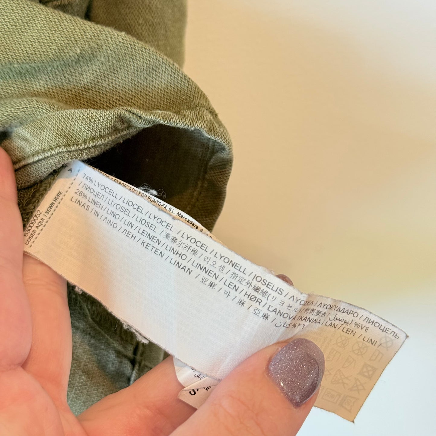 MNG Casual Olive Green Linen Blend Cross Back Mini Dress - Size S