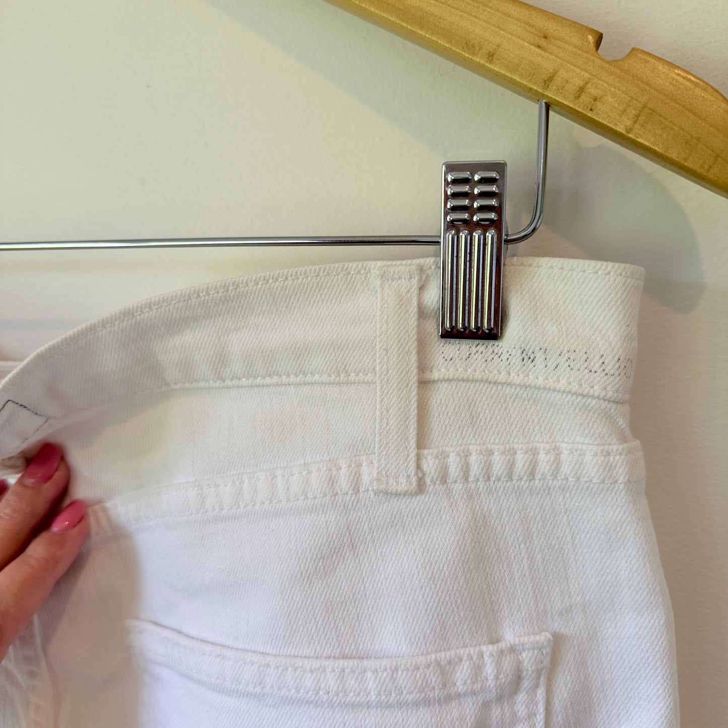 Current/Elliott Size 27 White Skinny Raw-Edge Jeans