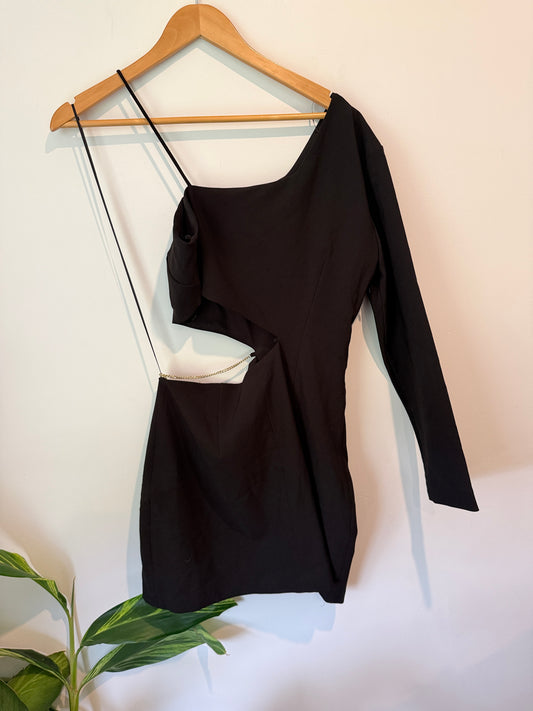 ZARA One Shoulder Chain Detail Mini Dress Size L