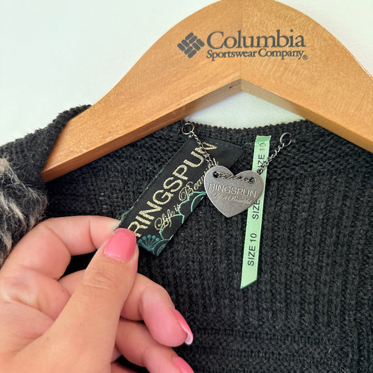 Ringspun Size 10 Gray Faux Fur Vest