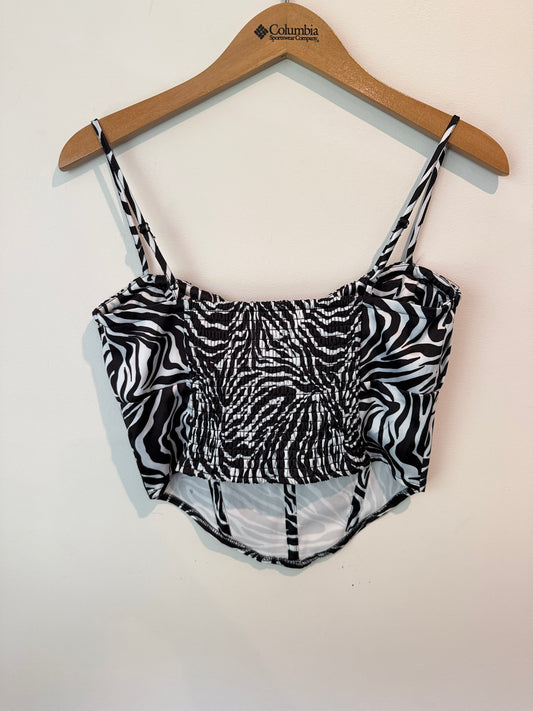 Glassons Zebra Print Tie Front Cami Top Size 8