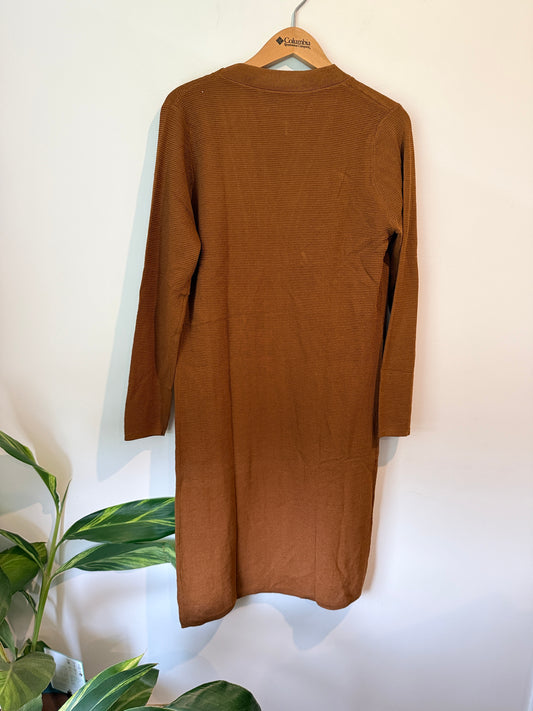 Xixuan Knit Longline Cardigan with Pockets (47cm U/Arm)