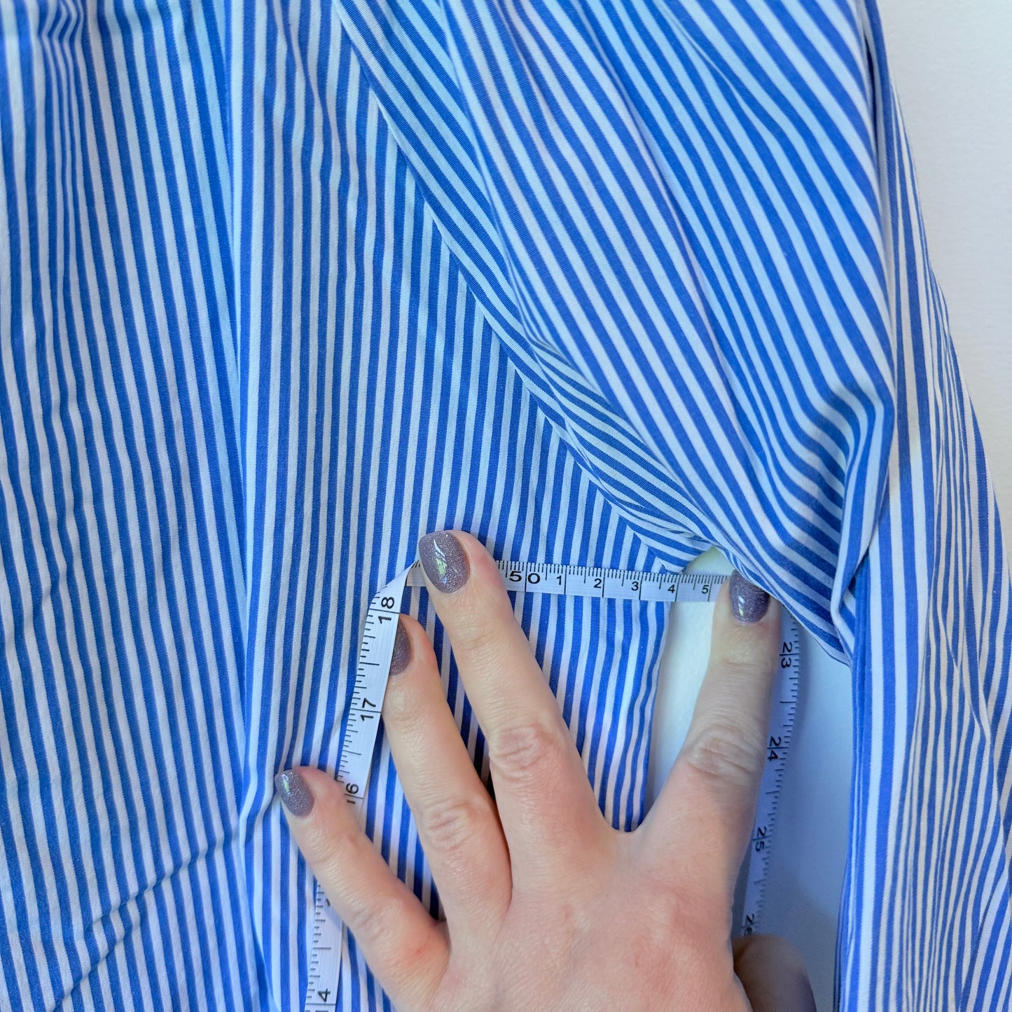 Blue & White Stripe Wide Neck Top - 54cm Underarm