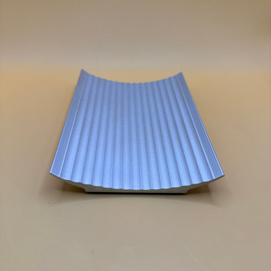 Modern Silver Ribbed Metal Soap Dish