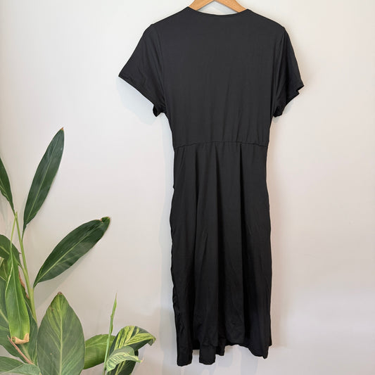 Shein Curve 0XL Black Twist-Front Midi Dress