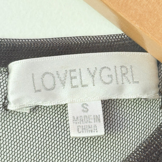 Lovely Girl Size S Black Dress with Tropical Leaf Print Skirt