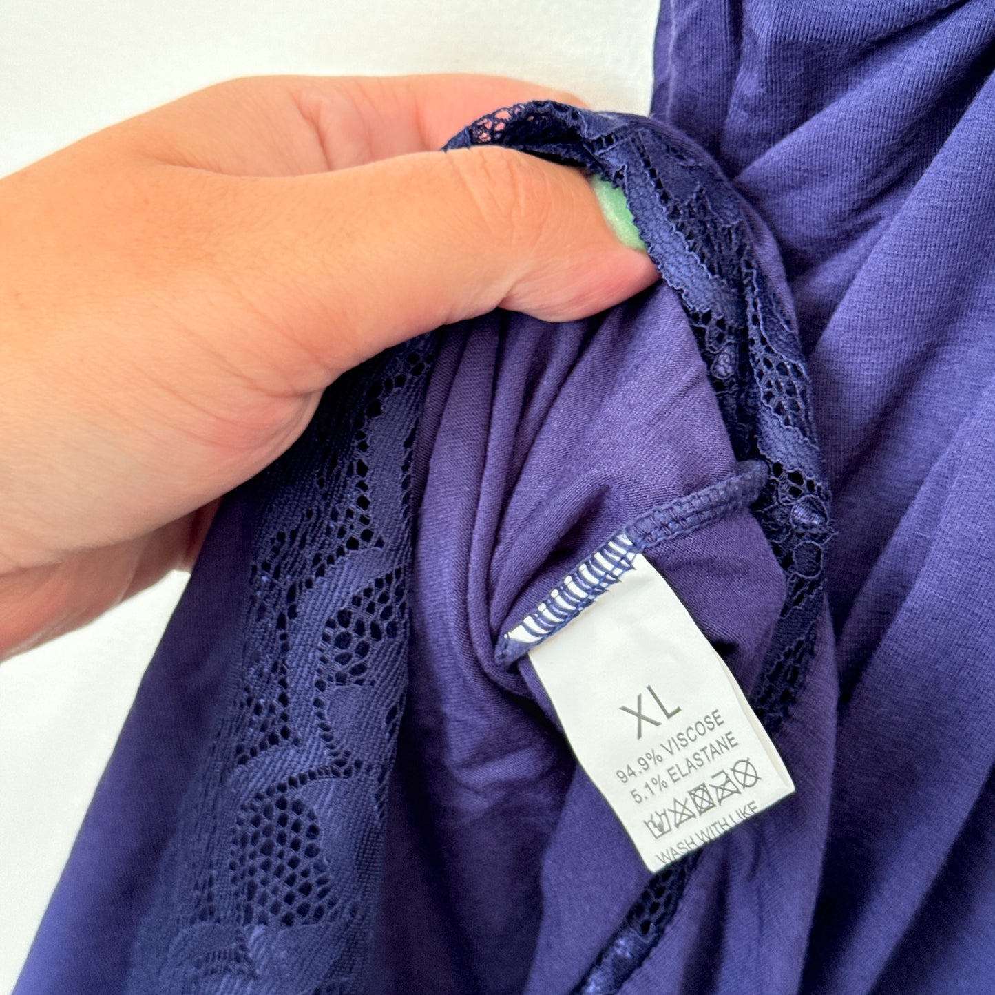 Navy Lace Trim Nightie XL