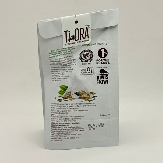 Ti Ora Green Tea Peach Passionfruit & Kawakawa 15 Bags