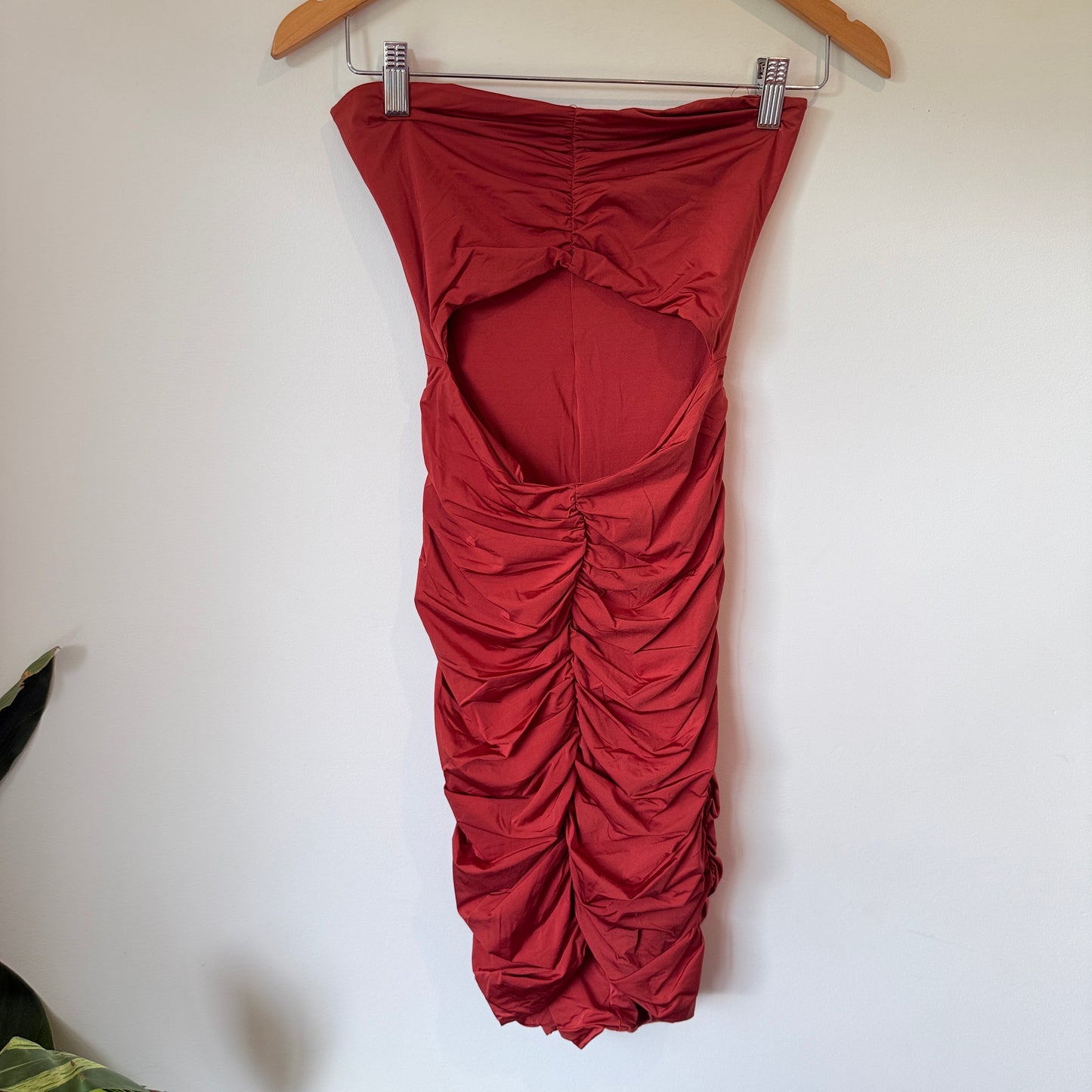 Tiger Mist Size S Red Ruched Midi Dress