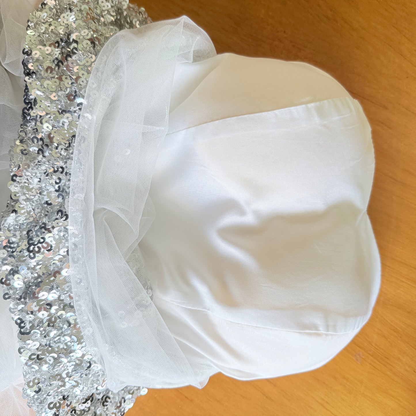 Brand Unknown Size XS Silver Sequin Dress with White Tulle Skirt