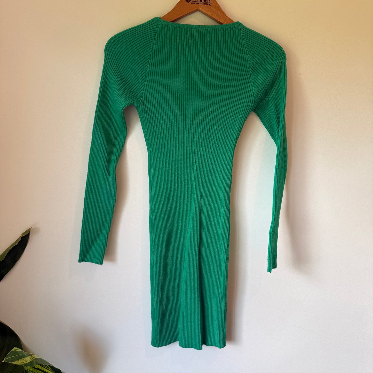 Winnie & Co. Ribbed Cutout Knit Dress Green - S/M