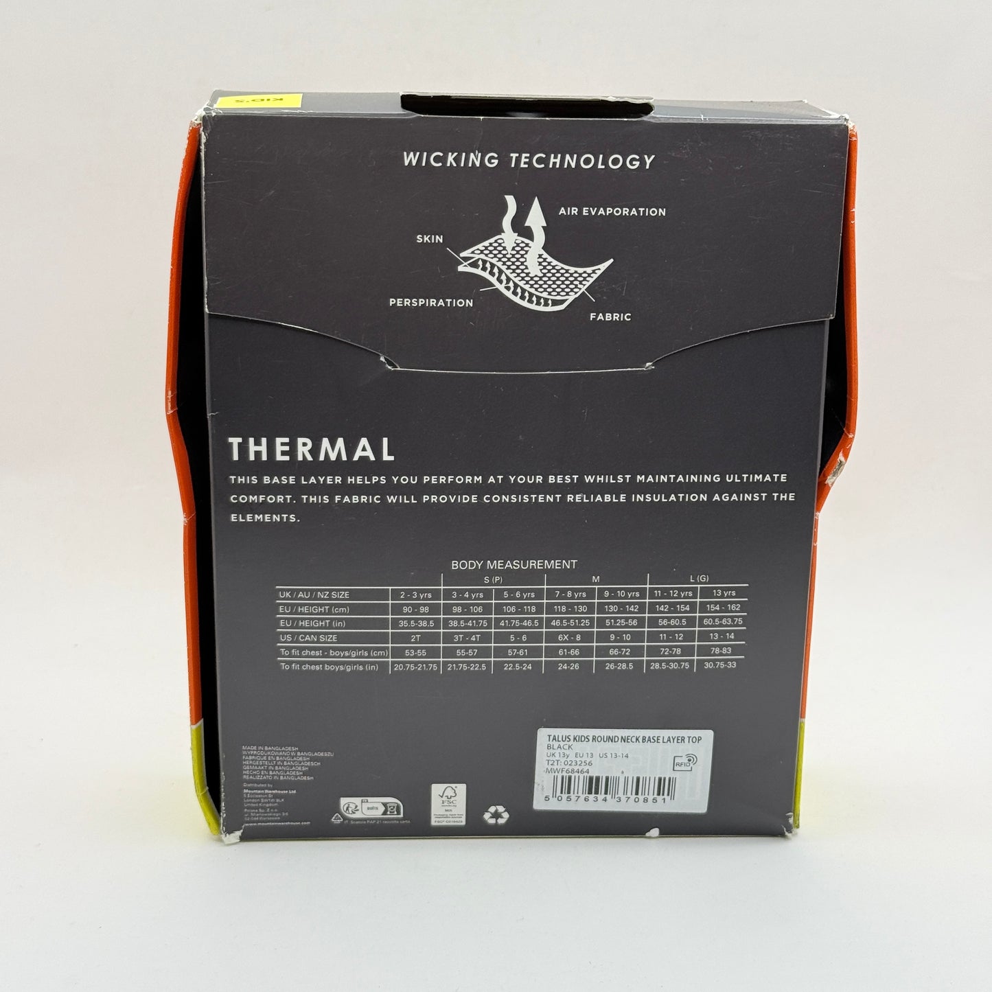 Mountain Warehouse Kids Thermal Round Neck Top – Age 13 (Black)