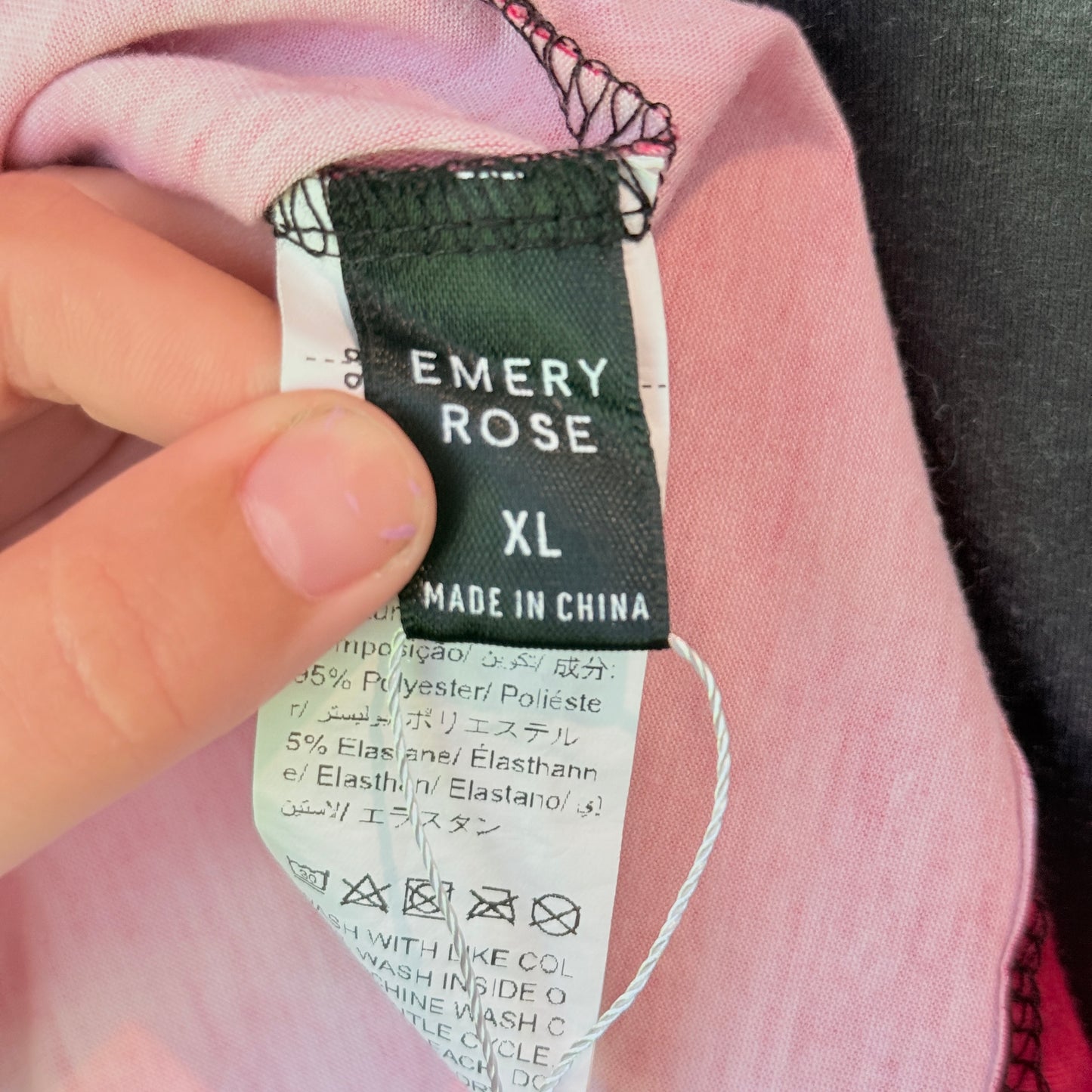 Emery Rose Size XL Black & Pink Scoop-Neck Cami Dress