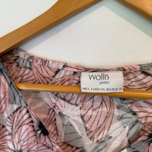 Wallis Size L Pink Floral Print Tie-Front Top