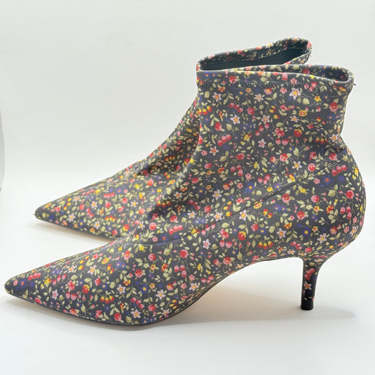 Zara Floral Stiletto Sock Boots Size 37