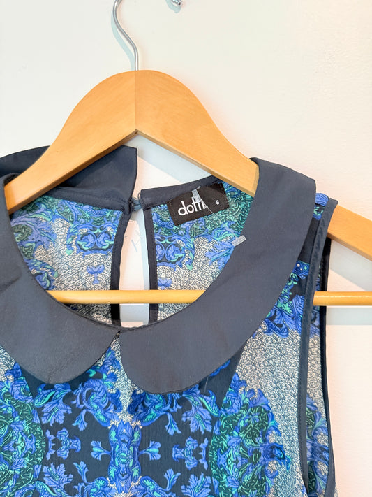 Dotti Baroque Print Peter Pan Collar Shift Dress - Size 8