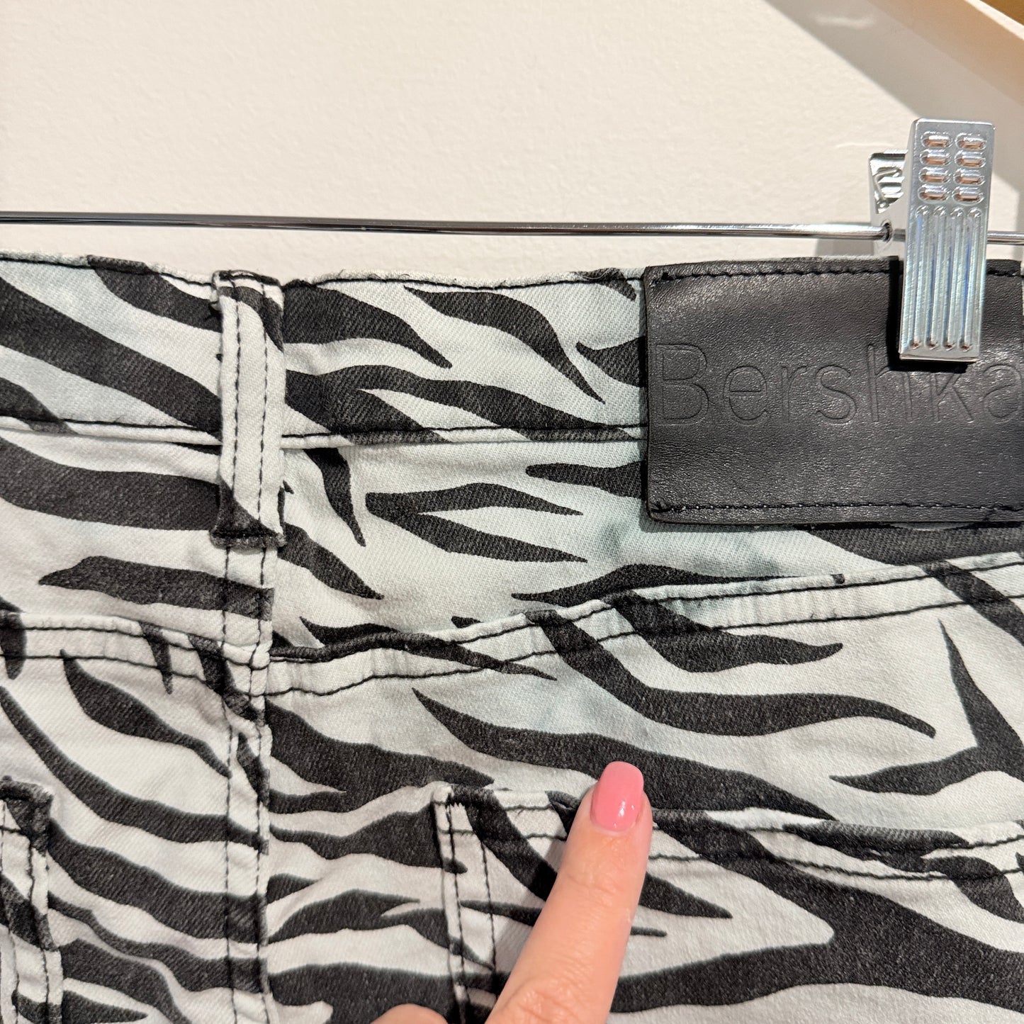 Bershka Zebra Print Flare Jeans Black/White - Size 10