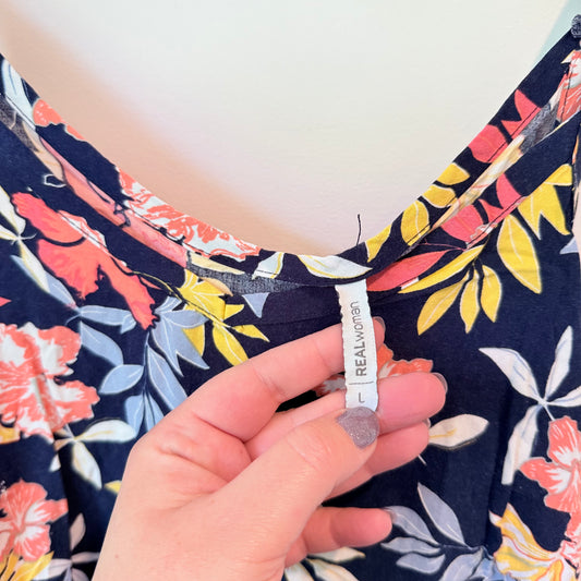 Real Woman Size L Floral Print Sleeveless Top