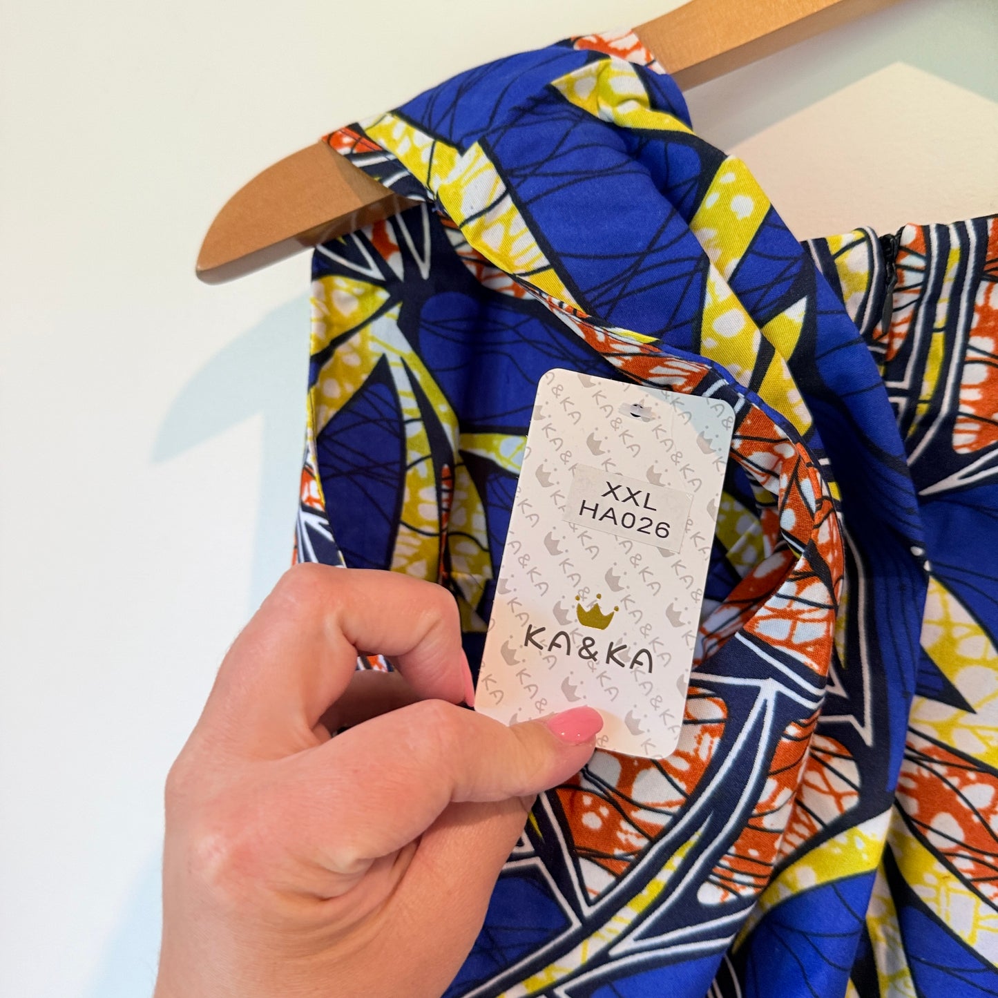 KA&KA Blue & Orange African Print High-Low Dress - Size XXL