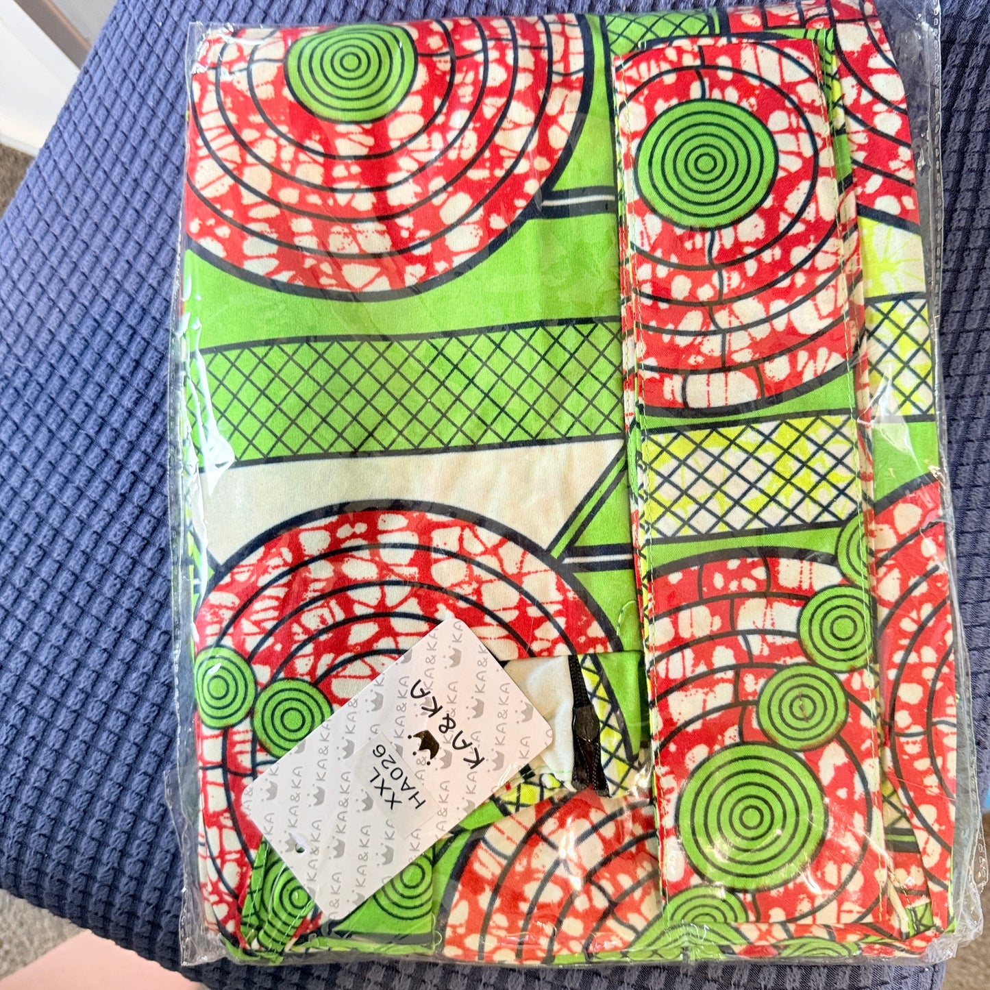 KA&KA Red & Blue African Print High-Low Dress - Size XXL