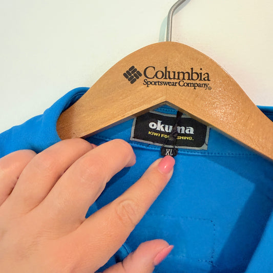 Okuma 'Born To Fish' Blue Polo Shirt - Size XL