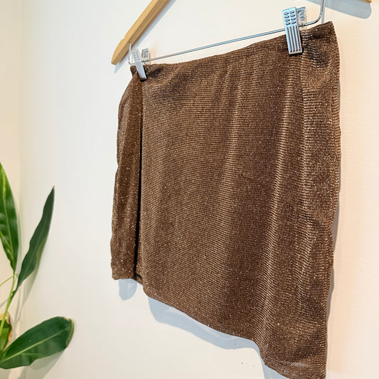 Glassons Brown Glitter Mini Skirt – Size M