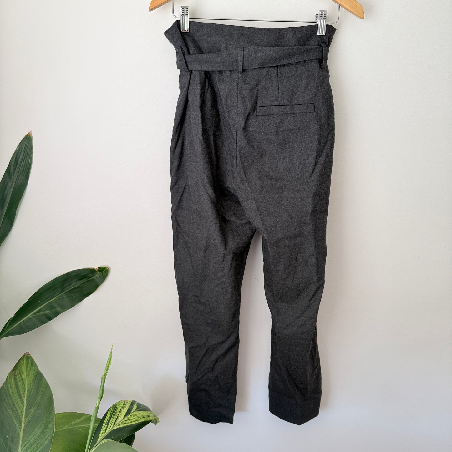Liam (NZ Made) Size 10 Grey Belted Wool Trousers