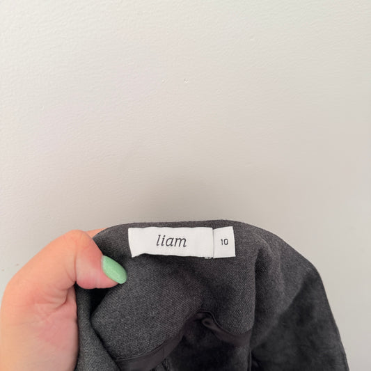 Liam (NZ Made) Size 10 Grey Belted Wool Trousers