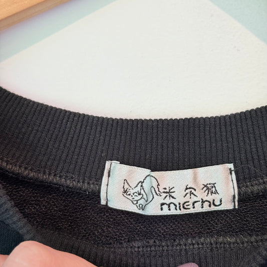 Mierhu Black Sweatshirt with Netted Sleeves - 54cm U/Arm