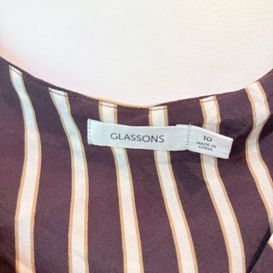 Glassons Striped Handkerchief Top Brown Size 10