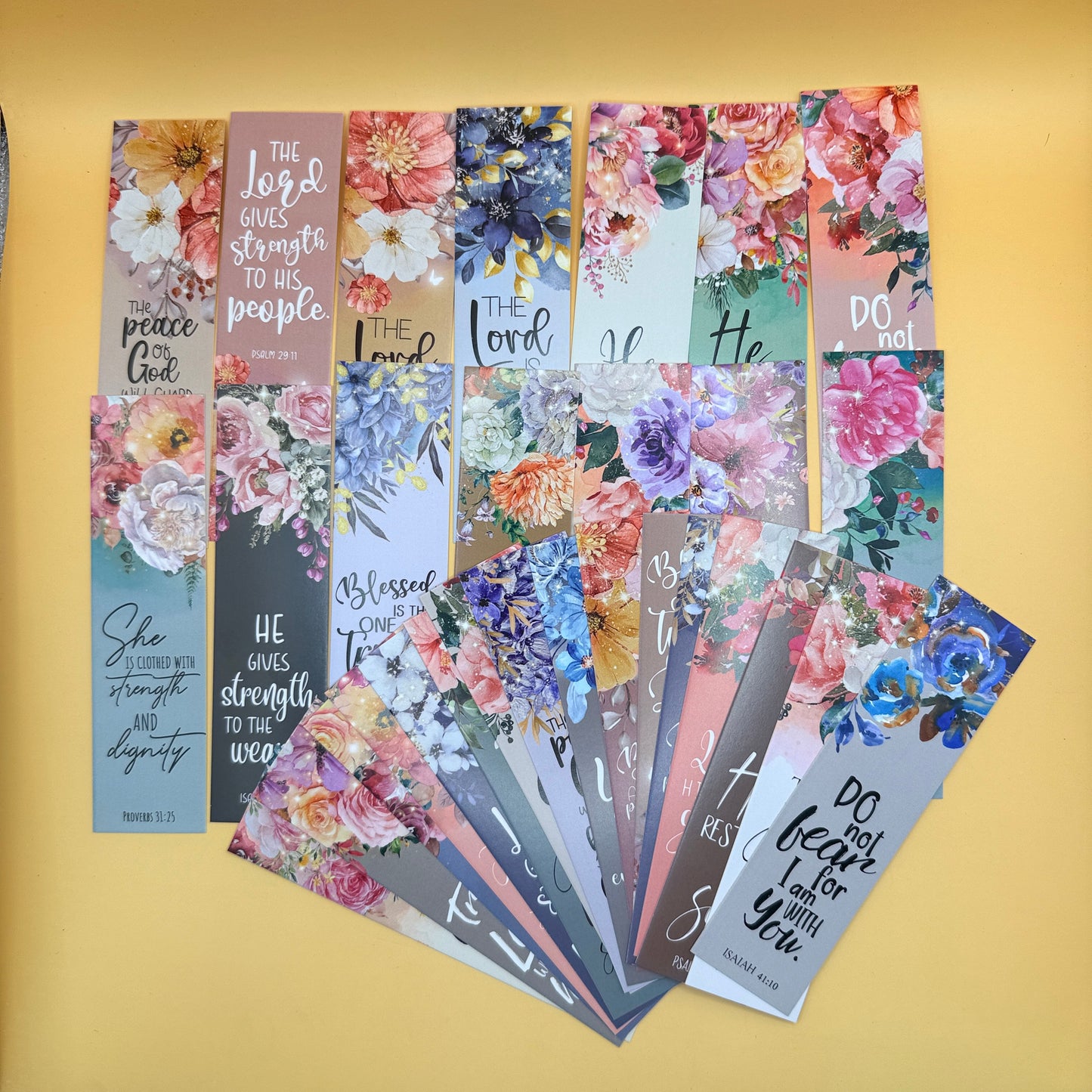 Christian Bible Verse Floral Bookmark Set