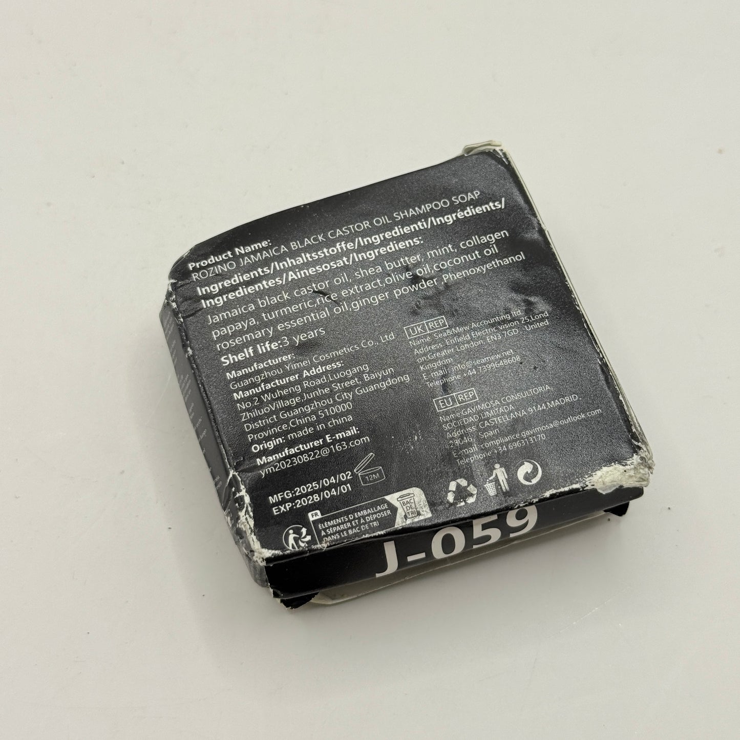 Rozino Jamaica Black Castor Oil Shampoo Soap – 60 g