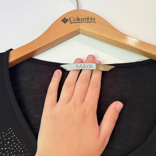 Maya Size L Black Short-Sleeved Top