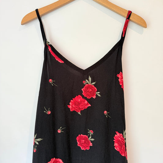 Brand Unknown Size U/Arm 53cm Black Floral Viscose Dress