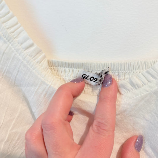 Gloer U/Arm 44cm White Puff Sleeve Square Neck Crop Top