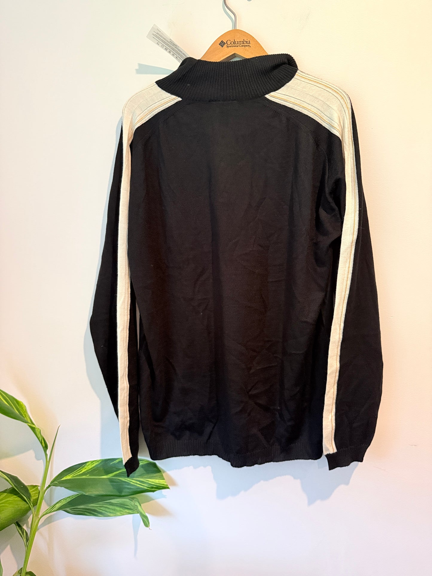 SAN & FA Black Quarter Zip Knit Sweater XL