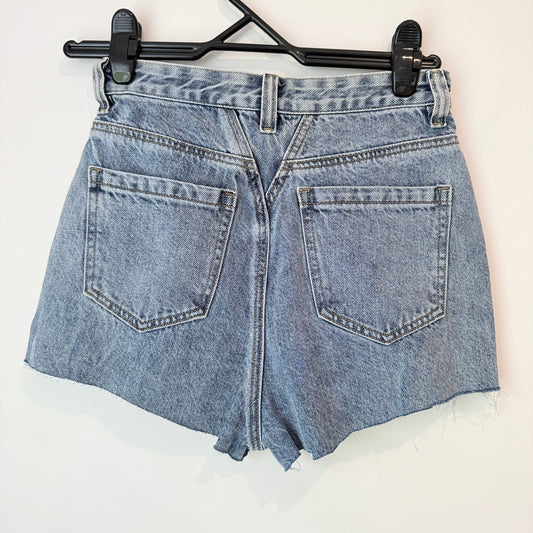 Ayuko Size S (66cm Waist) Light Blue High-Waisted Raw-Hem Denim Shorts