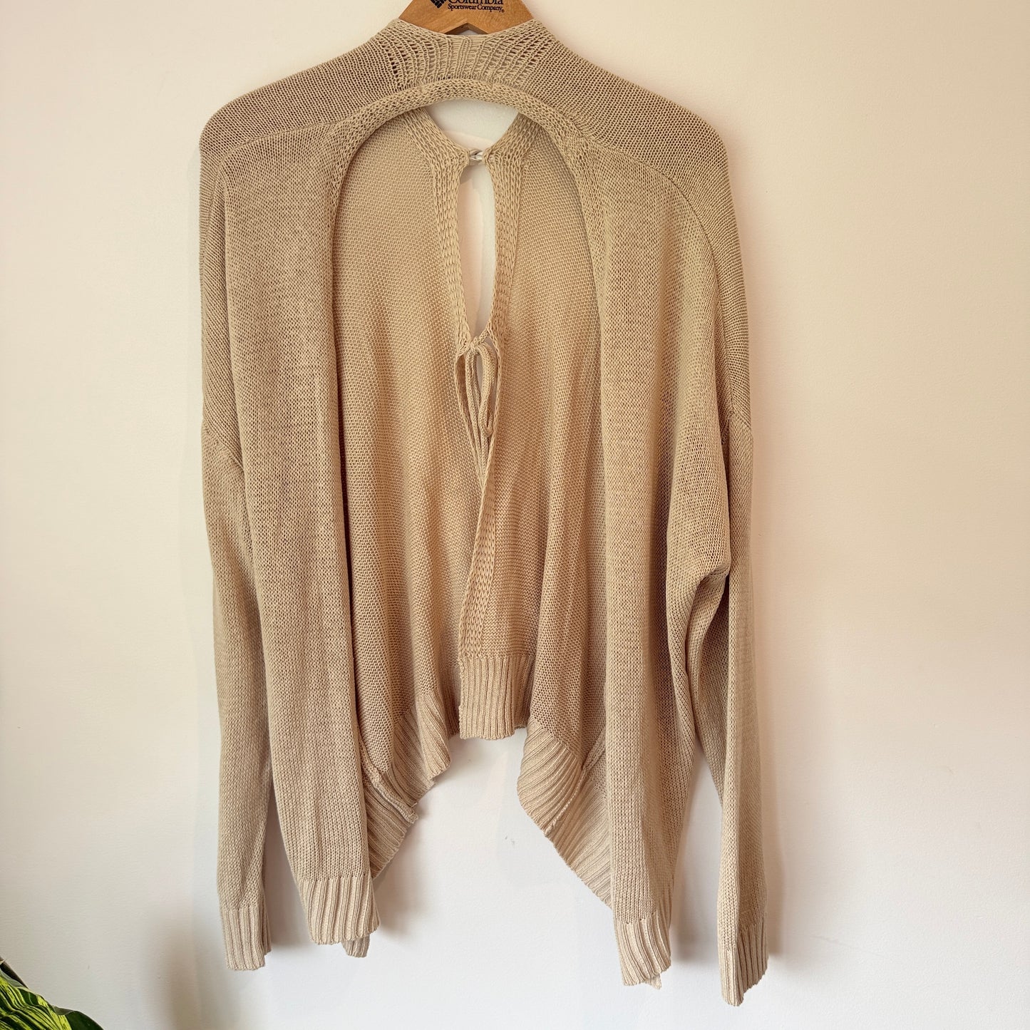 Hyhill one Size Beige Open-Knit Cardigan