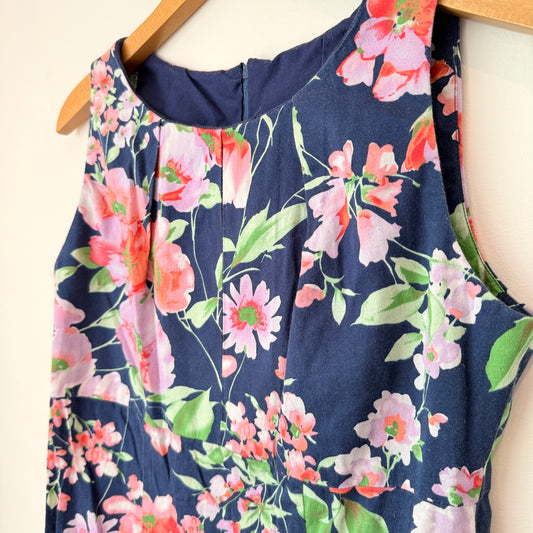 Brand Unknown Size U/Arm 45cm Navy Floral Print Cocktail Dress