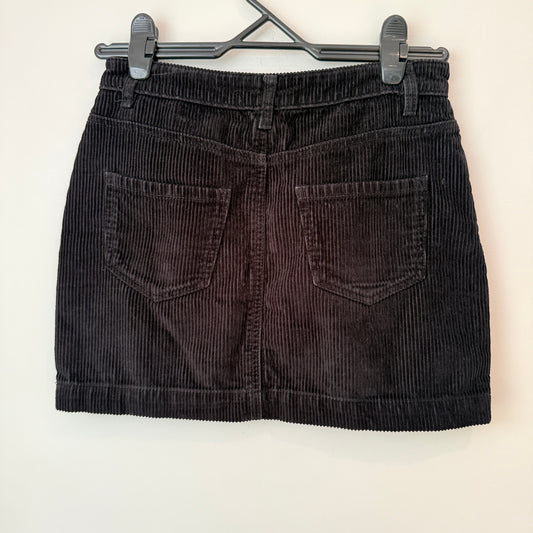 Glassons Size 6 Black Cotton Corduroy Mini Skirt